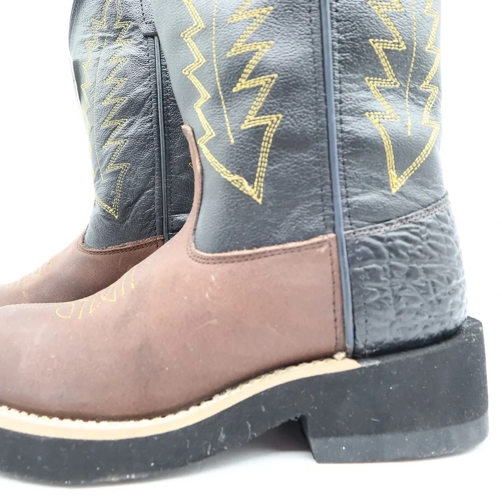 Old West 1606 Western Cowboy Boots Kids Size 1.5 Brown Black Leather NWT